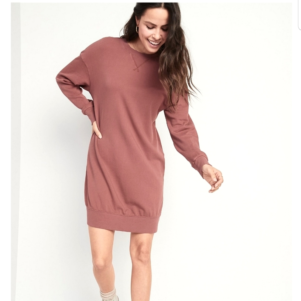 Old Navy Garment-Dyed Sweatshirt Shift Dress Petite - Picture 1 of 6